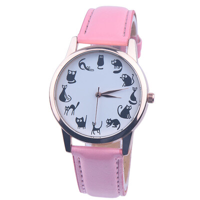 

New Fashion Women Watches montre femme Casaul Cat Pattern Leather Band Quartz Watches Women Relogio Feminino Bayan Kol Saati