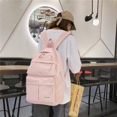 

Ins schoolbag female Korean version of high school students simple ancient Gansen double shoulder bag large capacity computer bag