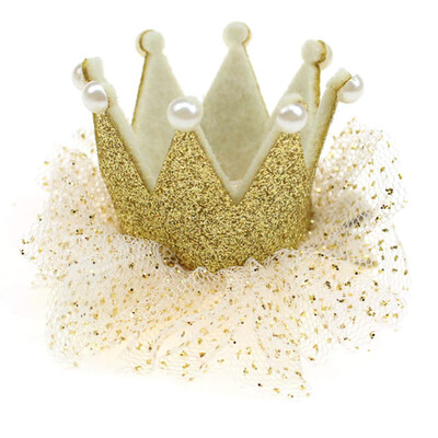 

1 Pcs Toddle Baby Girls Lace Crown Princess Hair Clip Gold Yarn Lace Pearl Headband Baby Hair Accessories Fashion