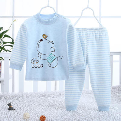 

Spring Cartoon Kids Cotton Clothes Set 2pcs Stripe Tops Pants Underwear