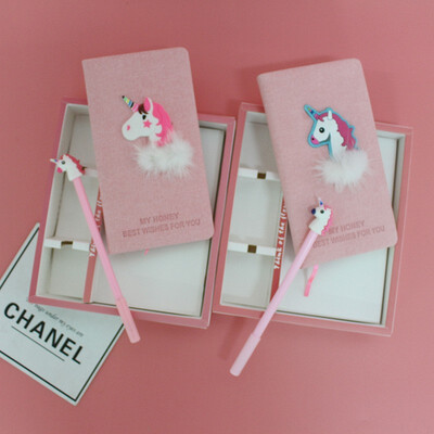 

NeillieN notebook pink girl heart notebook suit Flamingo couple bookkeeping notebook gift box student stationery