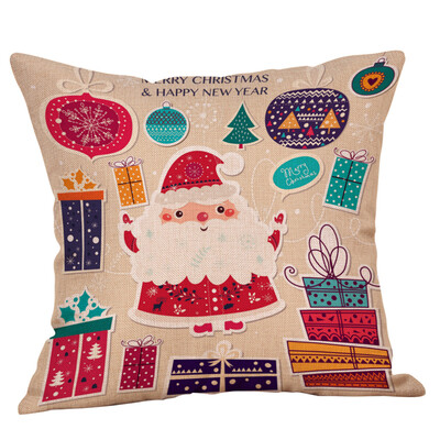 

Tailored Cotton Linen Christmas Santa Claus Tree Zipper Closure Pillow Case Throw Cushion