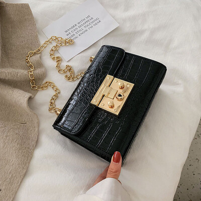 

Ins texture lock chain womens bag 2019 new bag Korean version of Joker fashion small square bag shoulder Messenger bag