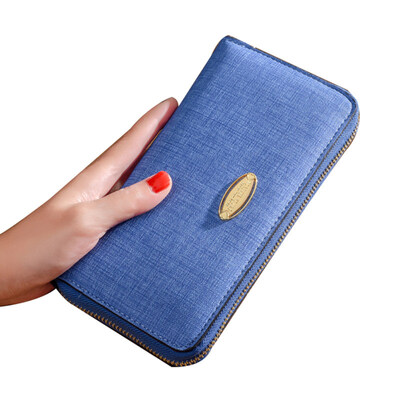 

Solid Color Faux Leather Long Purse Women Zipper Clutch Phone Holder Wallet
