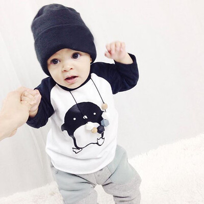 

Baby Kids Clothes Long Sleeve Penguin Print T-Shirt TopsPants Outfits Set 80
