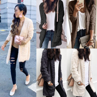 

Size 6-16 Womens Winter Hooded Fluffy Coat Fleece Fur Jacket Loose Tops Cover