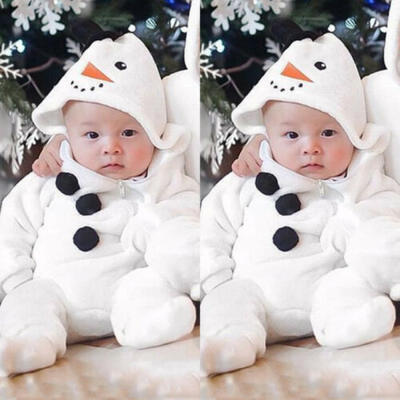 

Infant Baby Girl Boy Autumn Winter Clothes Snowman Fleece Romper Jumpsuit Outfit