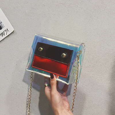 

Tailored Fashion Lady Personality Transparent Jelly Chain Shoulder Wild Messenger Bag