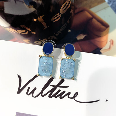

Aretes de mujer modernos 2018 new design oval square candy color pendant earrings generous simple Korean earrings for women