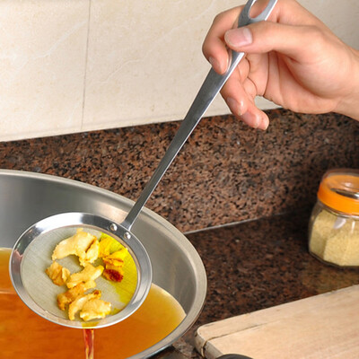 

Siaonvr Round Network Stainless Steel Colander Spoon Filter Oil Filter Grid Scoop