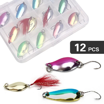 

12pcs Spoon Fishing Lures Hard Baits Fishing Hooks with Storage Box