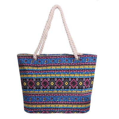 

Ethnic Print Women Canvas Beach Shoulder Tote Big Capacity Shopping Handbag