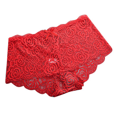 

Toponeto New Fashionable Sexy Women Lace Jacquard Breathable Hip Mid-waist Underpant