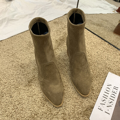 

thin-thin boots short boots autumn England style thick&short-barrel high heel elastic stocking boots