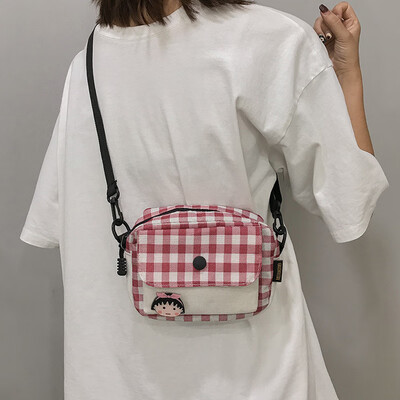 

2019 popular small bag plaid Mori girl canvas bag handbag new summer small fresh wild Messenger bag