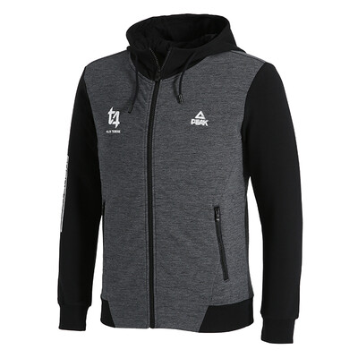 

PEAK autumn&winter new mens casual hooded open chest sweater comfortable sports long sleeve DF683081 deep hemp gray X2L code