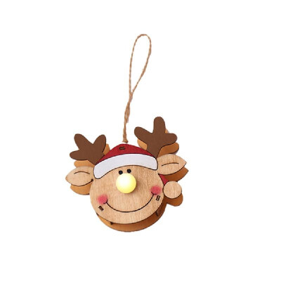 

Christmas Luminous Wood Doll Pendant Santa Snowman Elk LED Light Wood Widgets Festival Decoration Christmas Tree Decoration