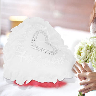 

Greensen Romantic White Heart-shaped Wedding Ring Pillow Cushion Holder Wedding Party Decoration