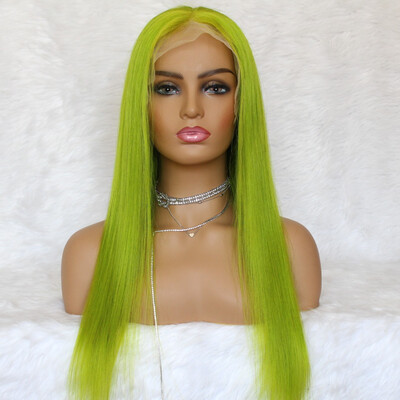

lace front wig green color