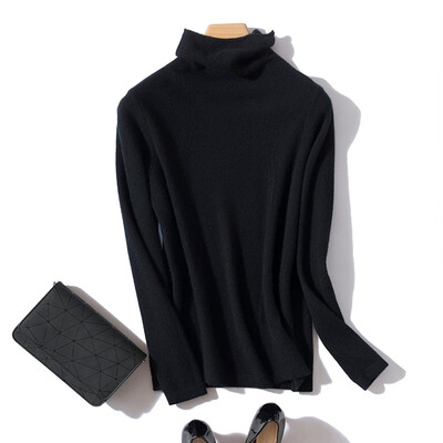 

QIANMUCHUN female pile collar pure cashmere bottoming shirt 6015