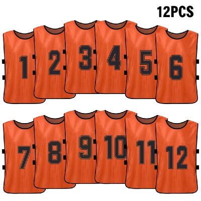 

12 PCS Kids Football Pinnies Quick Drying Soccer Jerseys Youth Sports Scrimmage Basketball Team Training Numbered Bibs Practice