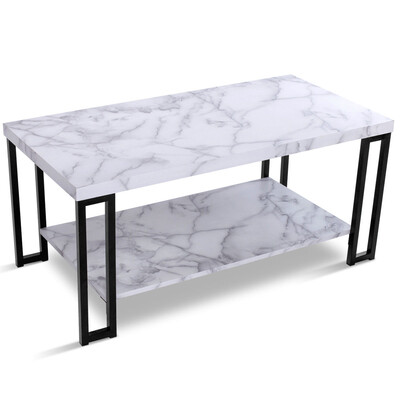 

Accent Cocktail Table Coffee Table w Storage Shelf-White