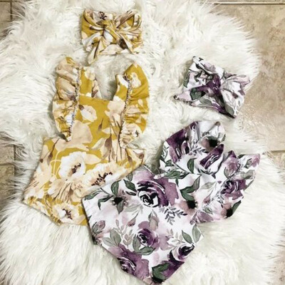 

Newborn Kids Baby Girl BodysuitHeadband Cotton Jumpsuit Romper Outfits Clothes
