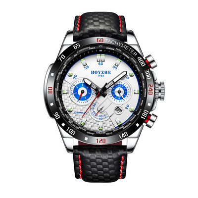 

BOYZHE WL009-P Watch Brand Luminous Waterproof Business Full-automatic Mechanical Men Leather Wrist Watch with Gift Box