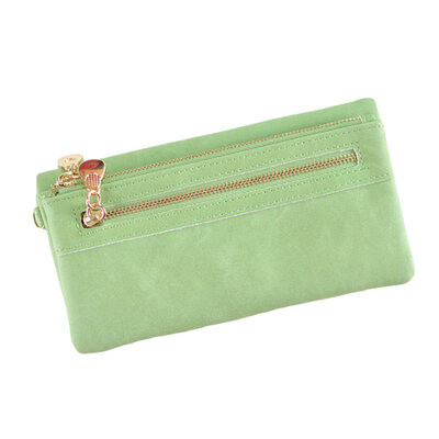 

Lady Simple Solid Color Matte Wallet Multi-slot Faux Leather Wristlet Long Purse