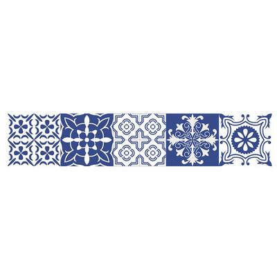 

Mediterranean Style Vintage Flower Square Self Adhesive PVC Tile Stickers