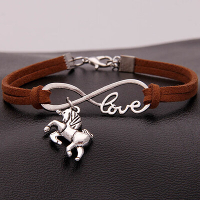 

Womens Girls Unicorn Bracelet Leather Infinity Love Jewellery Christmas Gifts UK