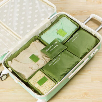 

2019 New Style 6 Pieces Letter Zipper Clothes Underwear Socks Packing Cube Storage Travel Luggage Organizer Bag