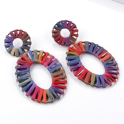 

Flashbuy Handmade Rattan Boho Style Drop Dangle Earrings For Women Vintage Geometry Rafite Earring Wholesale Earrings Jewelry