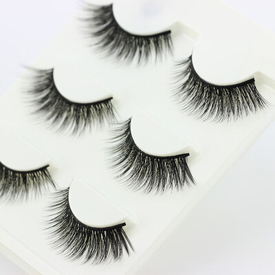 

〖Follure〗3 Pairs Thick Long Cross Party False Eyelashes Black Band Fake Eye Lashes