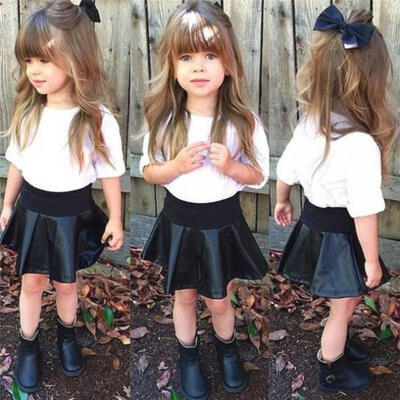 

Lovely 2Pcs Kids Baby Girls Short Sleeve Dress T-shirt TopSkirt Set Outfit New