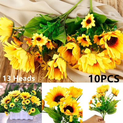 

1062PCS 13 Heads Fake Sunflower Artificial Silk Flower Bouquet Home Floral Decor