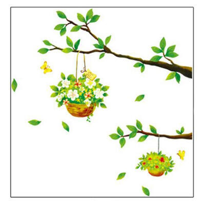

Greensen 1pc Romantic Green Tree Flower Basket Wall Stickers Decal DIY for Bedroom Sofa Home Decor Wall Decal Home Decor
