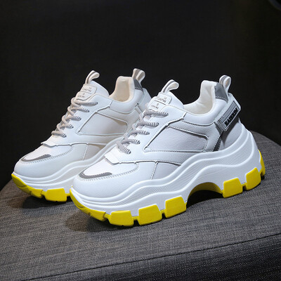

LZJ New 2019 Spring New Women Chunky Sneakers Platform Women Fashion Comfortable lace-up Woman Trainers Ladies Footwear