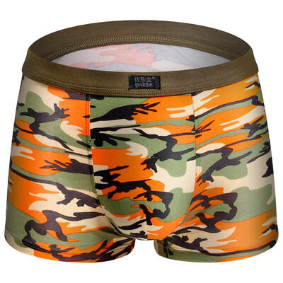

Mens Camouflage Boxer Modal Print Colored Underwear Sexy U Convex Pouch Body Fit Breathable Boxers
