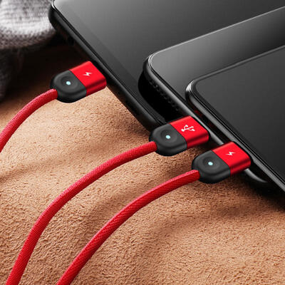 

Cafele 1 To 3 USB To Micro USB 8PIN Lightning USB Type-C Nylon Braided Charging Data Cable For Mobile Phone-13m