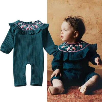 

Newborn Infant Baby Girl Boy Ruffle Romper Jumpsuit Embroidery Bodysuit Clothes