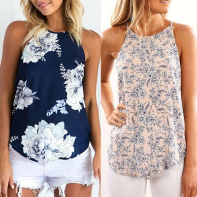 

Women Summer Casual Loose Sleeveless Floral Vest Tank Tops Camisole Blouse