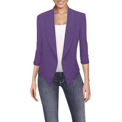 

Toponeto Women Thin Office Lady Lapel Long Sleeved Coat Suit Slim Cardigan Casual Tops