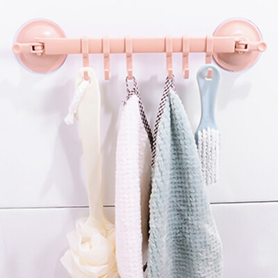 

Locking type suction cup Bathroom Kitchen Wall Mounted Towel Rack 6 hook