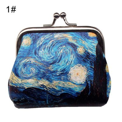 

Retro Women Printing Kiss Lock Clutch Bag Coin Purse Keys Holder Mini Wallet