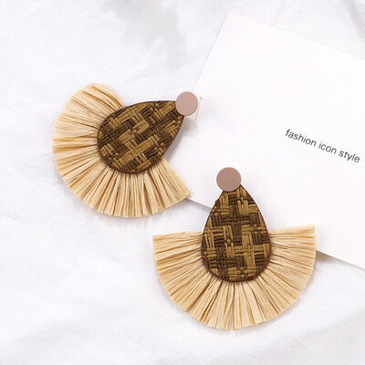 

Flashbuy Handmade Rattan Drop Earrings For Women Trendy Raffie Geometric Pendantes Rattan Earrings Boho Style Fashion Jewelry