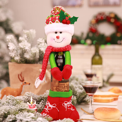 

Christmas Cartoon Santa Claus Snowman Wine Bottle Cover Clothes Home Decor Gift