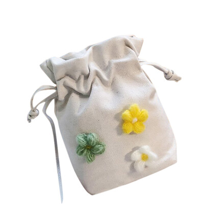 

2019 trend fashion ladies small flower bag bag Korean version of the wild change drawstring bundle pocket canvas bag