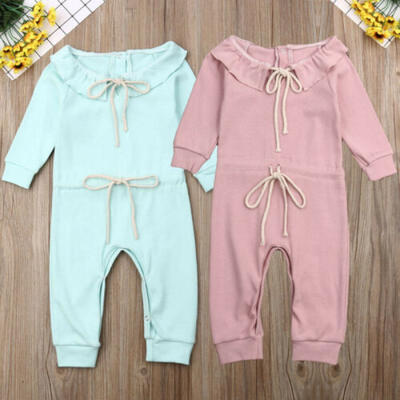 

Kids Baby Unisex Romper Outfits Sets Pure Color Long Sleeve Jumpsuit Clothes
