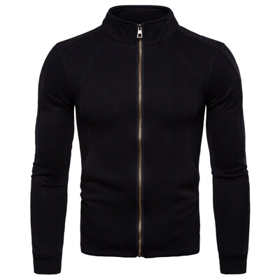 

Toponeto Fashion Mens Casual Solid Long Sleeve Jacket Stand Neck Zipper Coat